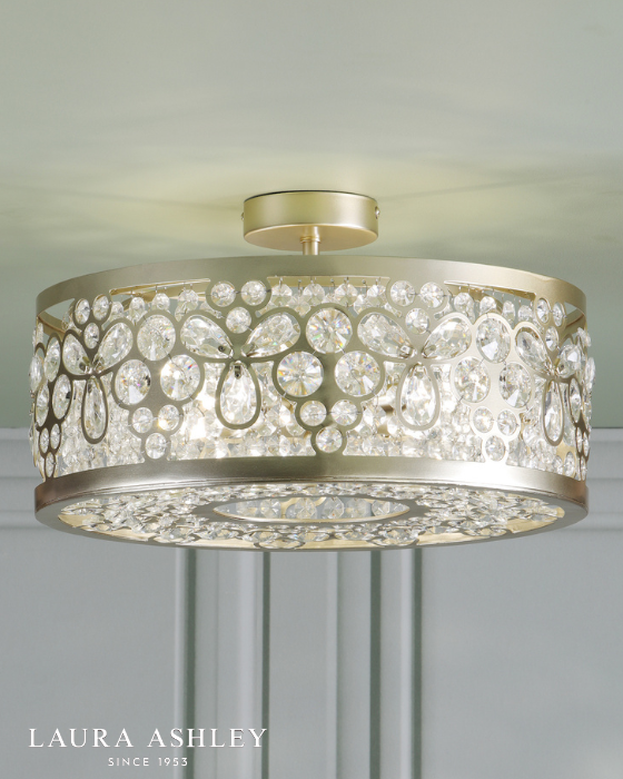 Laura Ashley Tilbrook 4 Light Matt Champagne & Crystal Flush