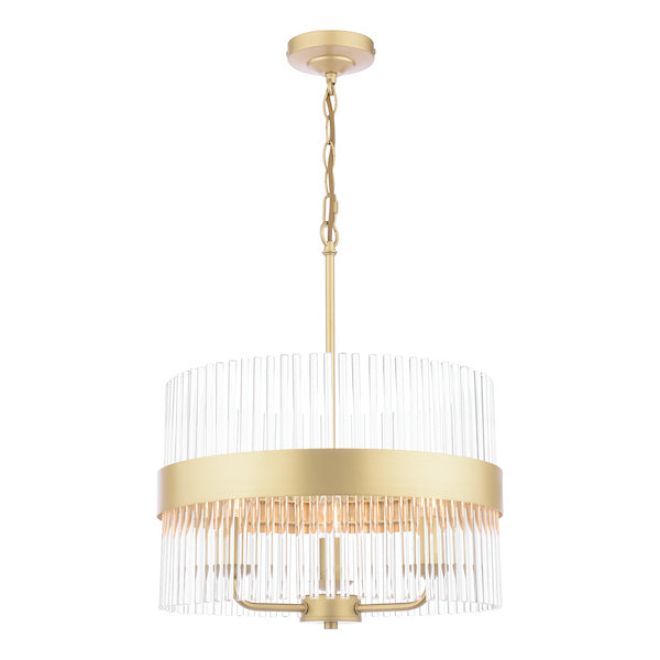 Laura Ashley Alexa 3 Light Glass & Matt Antique Brass Pendant