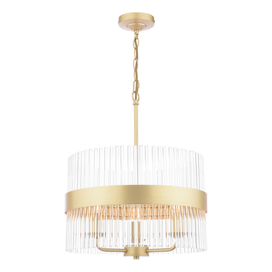 Laura Ashley Alexa 3 Light Glass & Matt Antique Brass Pendant