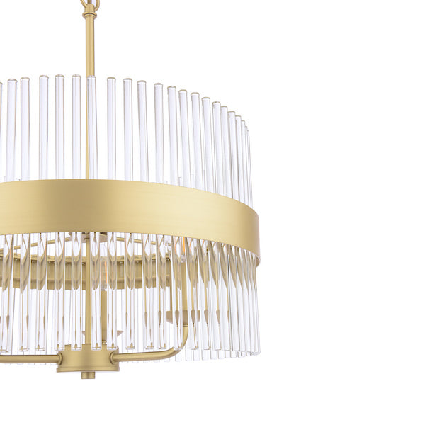 Laura Ashley Alexa 3 Light Glass & Matt Antique Brass Pendant