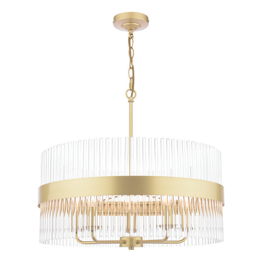 Laura Ashley Alexa 5 Light Glass & Matt Antique Brass Pendant