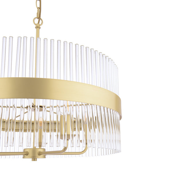 Laura Ashley Alexa 5 Light Glass & Matt Antique Brass Pendant