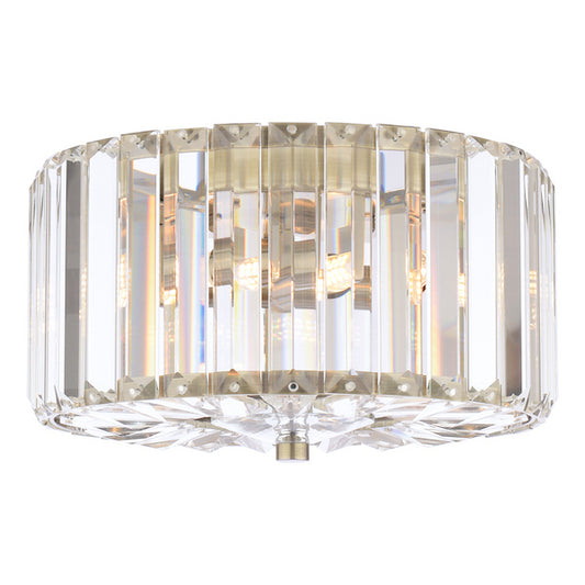 Laura Ashley Fernhurst 3 Light Crystal & Antique Brass Flush