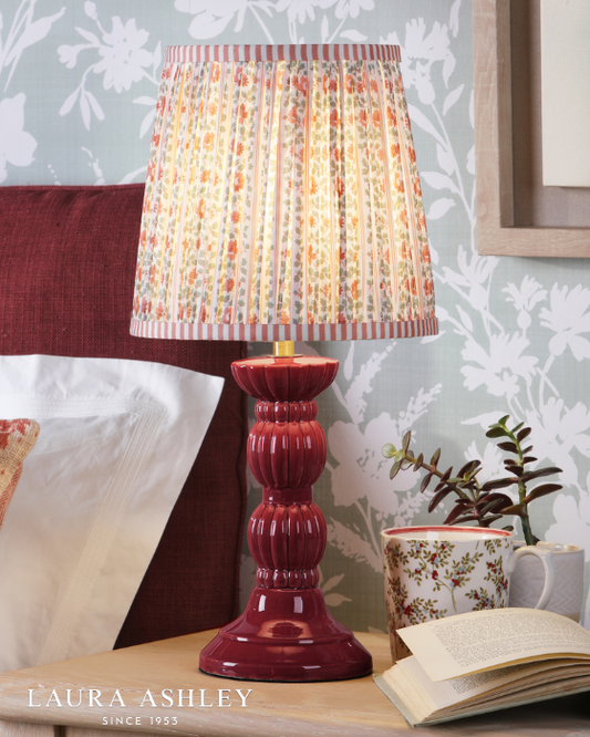 Laura Ashley Kelbrook Red & Matt Antique Brass Table Lamp With Shade