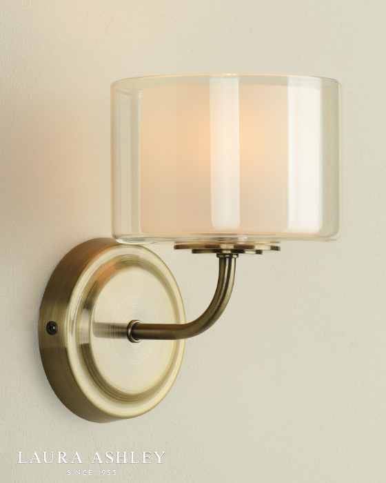 Laura Ashley Southwell Antique Brass & Opal Glass Wall Light