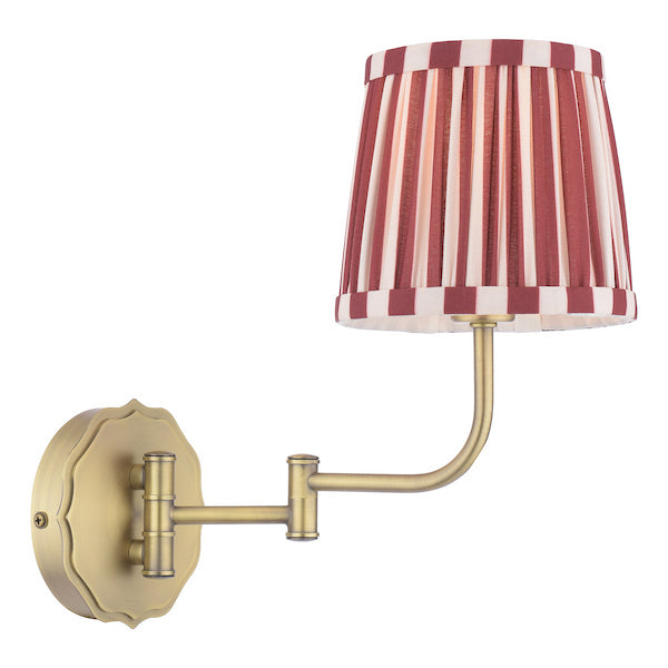 Laura Ashley Denwick Matt Antique Brass Wall Light With Red Shade