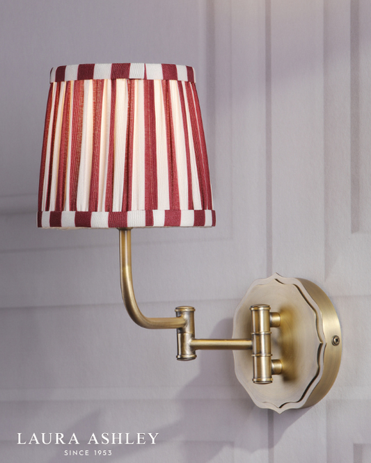 Laura Ashley Denwick Matt Antique Brass Wall Light With Red Shade
