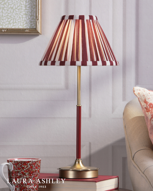 Laura Ashley Denwick Matt Antique Brass Table Lamp With Satin Red Shade