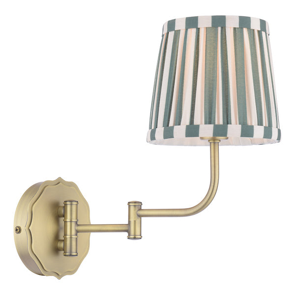 Laura Ashley Denwick Matt Antique Brass Wall Light With Green Shade