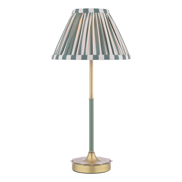 Laura Ashley Denwick Matt Antique Brass Table Lamp with Satin Green Shade