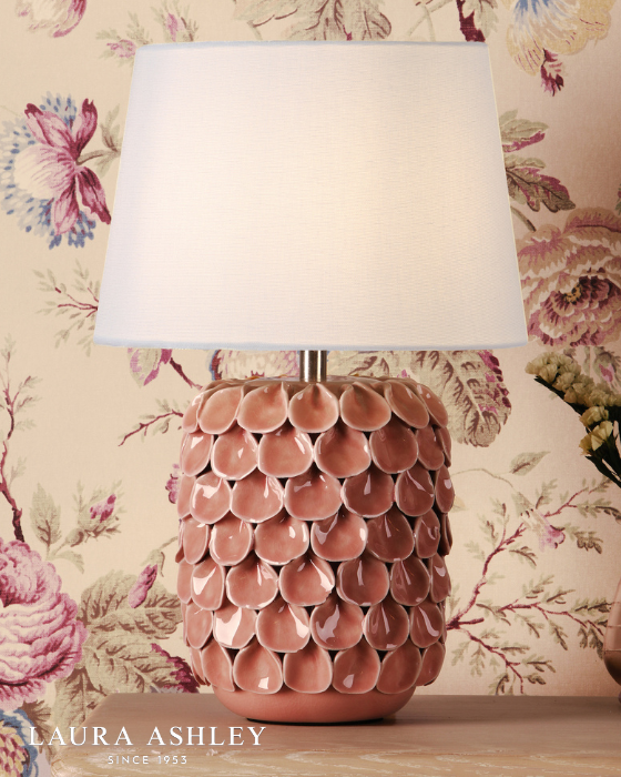 Laura Ashley Marwick Pink & Brushed Silver Table Lamp With Shade