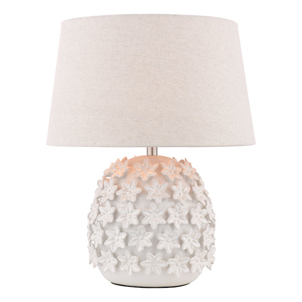 Laura Ashley Ingham White & Brushed Silver Table Lamp With Shade