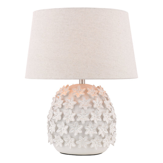 Laura Ashley Ingham White & Brushed Silver Table Lamp With Shade