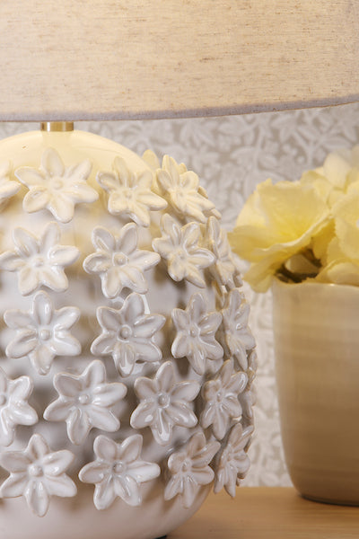 Laura Ashley Ingham White & Brushed Silver Table Lamp With Shade