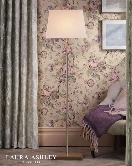 Laura Ashley Bartley Antique Brass Floor Lamp With Shade