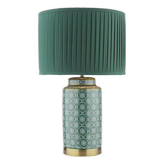 Laura Ashley Knipton Green Ceramic & Antique Brass Table Lamp With Shade
