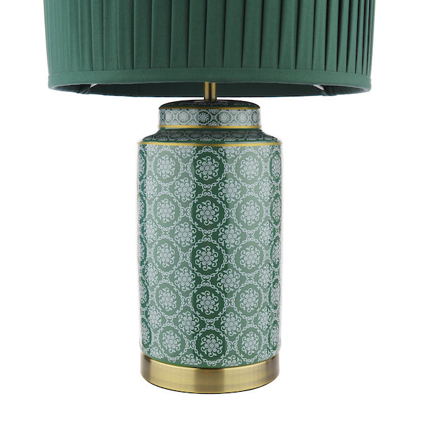 Laura Ashley Knipton Green Ceramic & Antique Brass Table Lamp With Shade