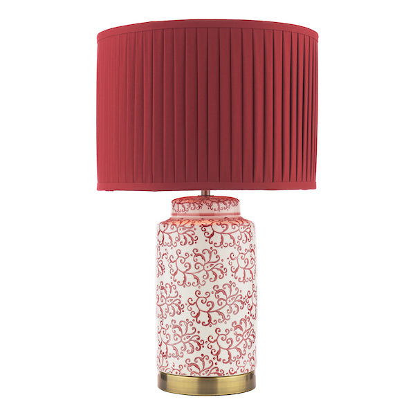 Laura Ashley Knipton Red Ceramic & Antique Brass Table LampWith Shade