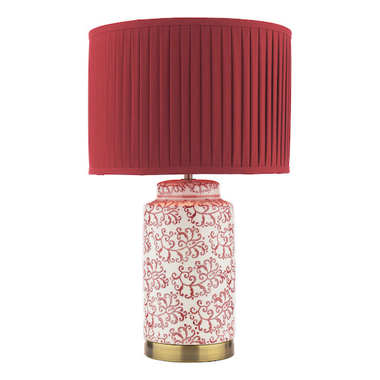 Laura Ashley Knipton Red Ceramic & Antique Brass Table LampWith Shade