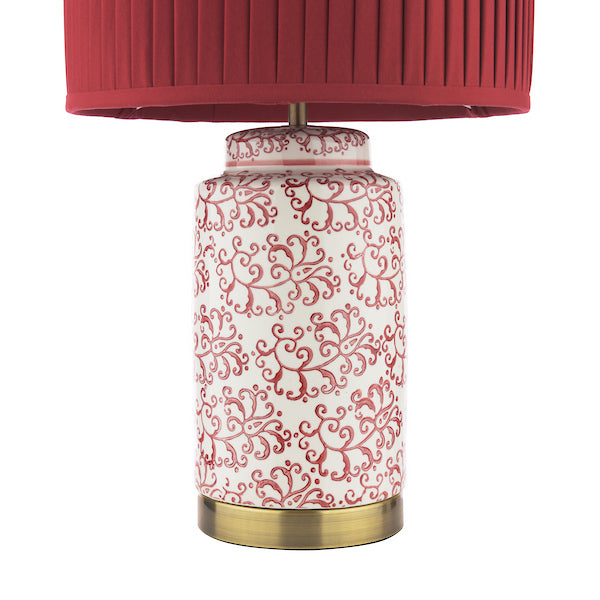 Laura Ashley Knipton Red Ceramic & Antique Brass Table LampWith Shade