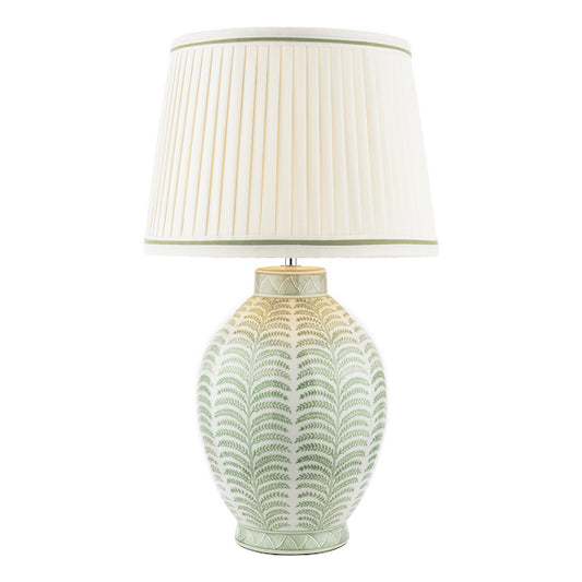 Laura Ashley Stannard Green Ceramic & Polished Chrome Table Lamp With Shade