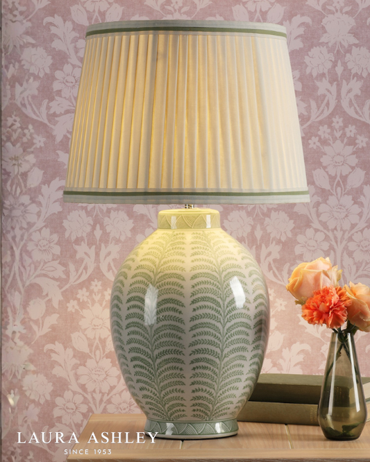 Laura Ashley Stannard Green Ceramic & Polished Chrome Table Lamp With Shade