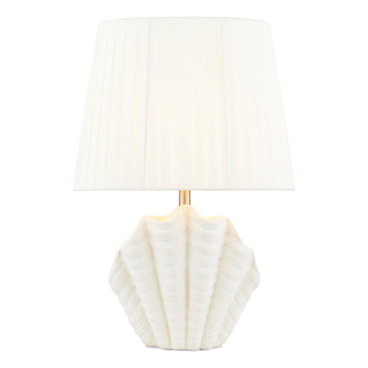 Laura Ashley Shell White Ceramic & Satin Chrome Table Lamp With Shade