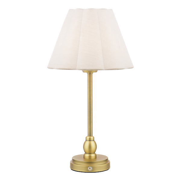 Laura Ashley Erin LED Matt Antique Brass Rechargeable Table Lamp With Shade