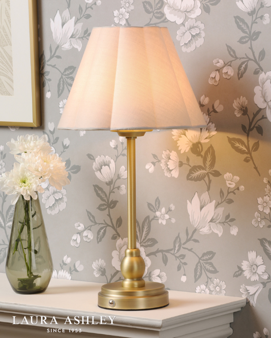 Laura Ashley Erin LED Matt Antique Brass Rechargeable Table Lamp With Shade
