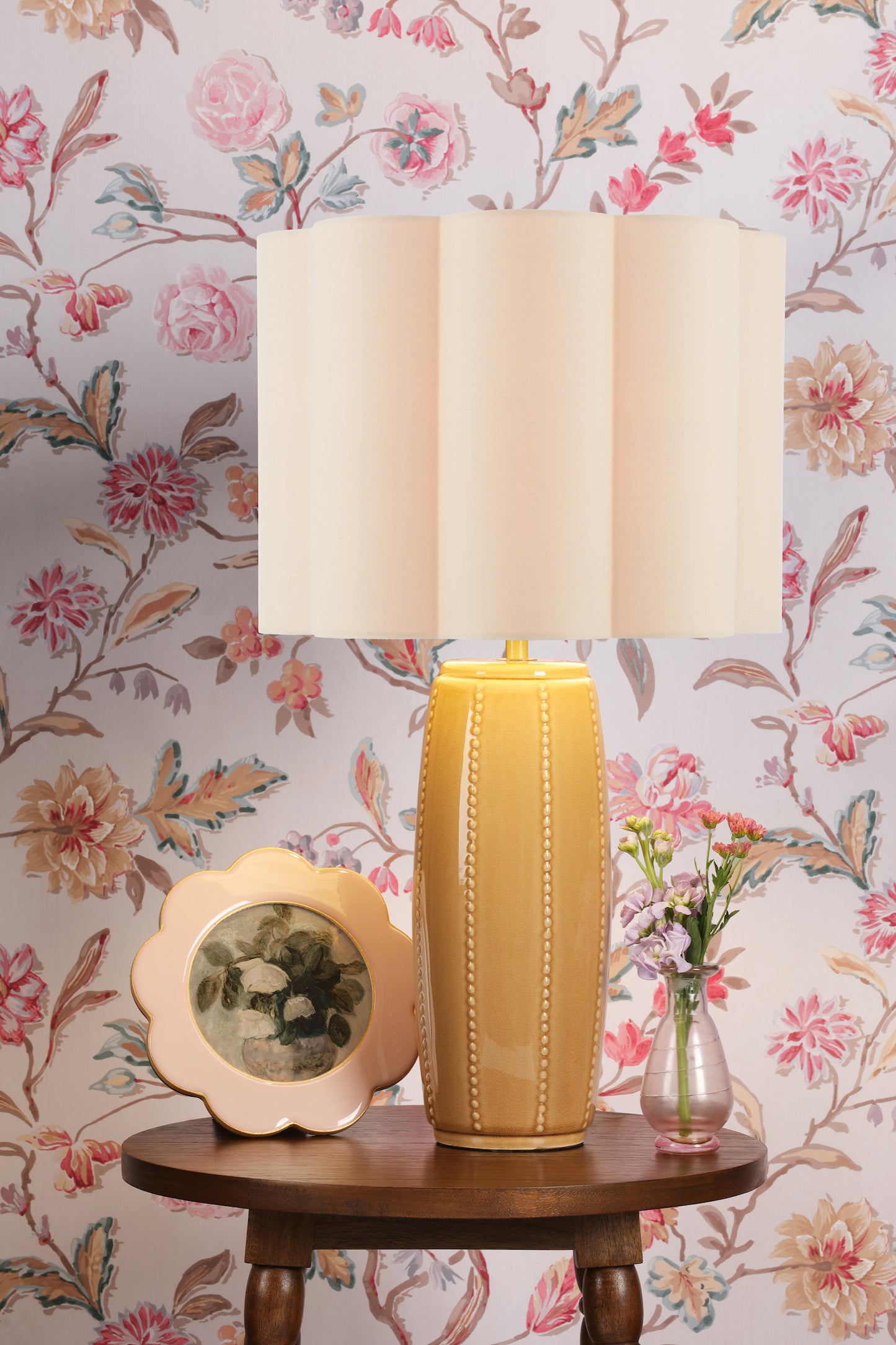 Laura Ashley Littleton Yellow Ceramic & Antique Brass Table Lamp With Shade