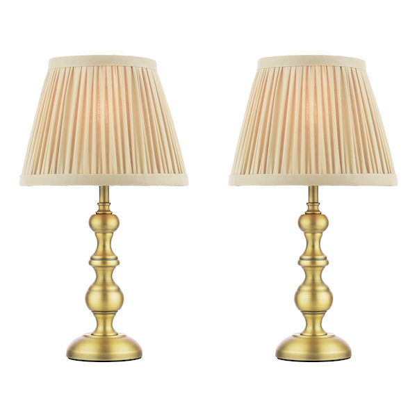 Laura Ashley Ezra Matt Antique Brass Table Lamp With Shade (Twin Pack)
