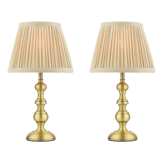 Laura Ashley Ezra Matt Antique Brass Table Lamp With Shade (Twin Pack)