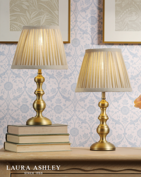 Laura Ashley Ezra Matt Antique Brass Table Lamp With Shade (Twin Pack)