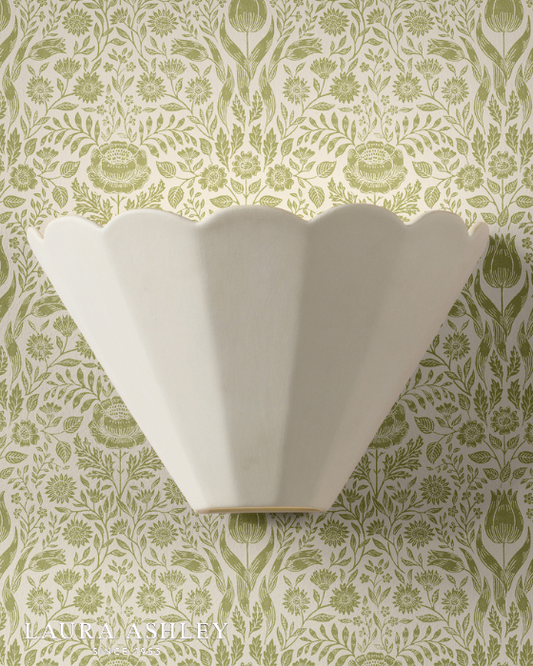 Laura Ashley Scallop White Ceramic Wall Light