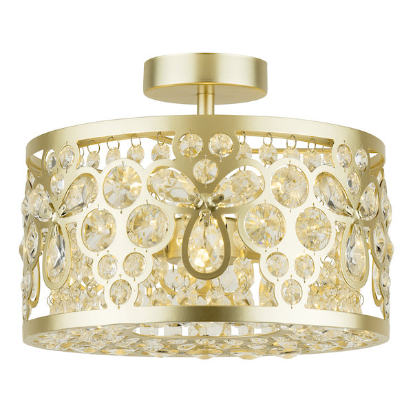 Laura Ashley Tilbrook 3 Light Matt Champagne & Crystal Flush