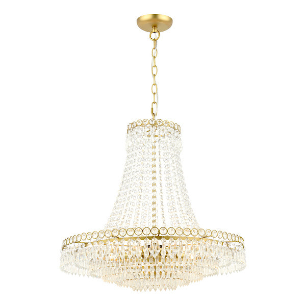 Laura Ashley Enid 5 Light Glass & Matt Antique Brass Grande Chandelier