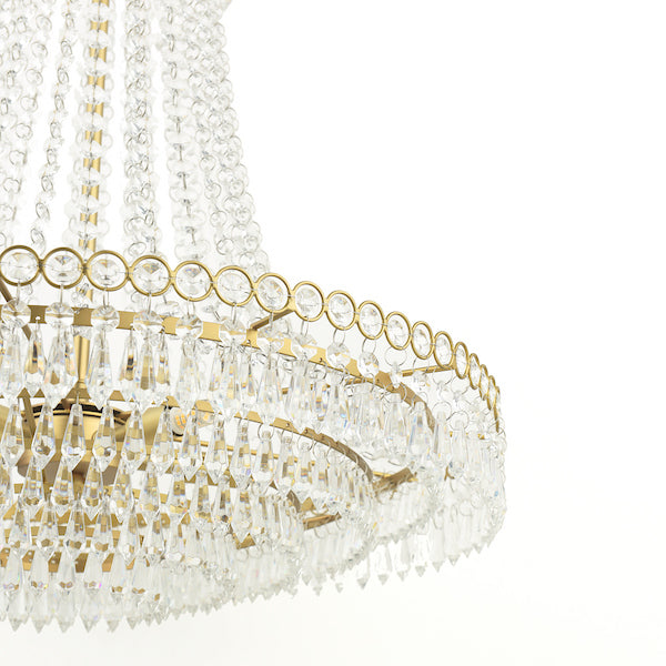 Laura Ashley Enid 5 Light Glass & Matt Antique Brass Grande Chandelier