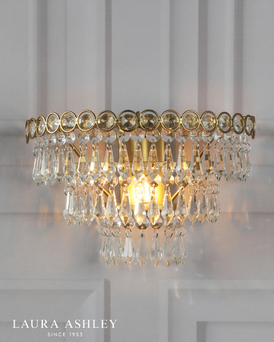 Laura Ashley Enid Faceted Glass & Matt Antique Brass Wall Light