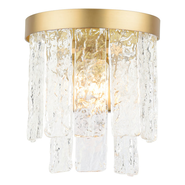Laura Ashley Durnsford Matt Antique Brass & Textured Glass Wall Light