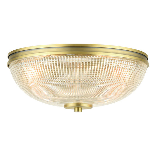 Laura Ashley Langdon 2 Light Bathroom IP44 Matt Antique Brass & Textured Glass Flush