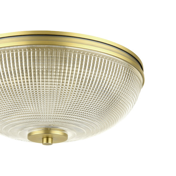 Laura Ashley Langdon 2 Light Bathroom IP44 Matt Antique Brass & Textured Glass Flush