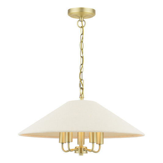 Laura Ashley Harland 5 Light Matt Antique Brass Pendant With Shade