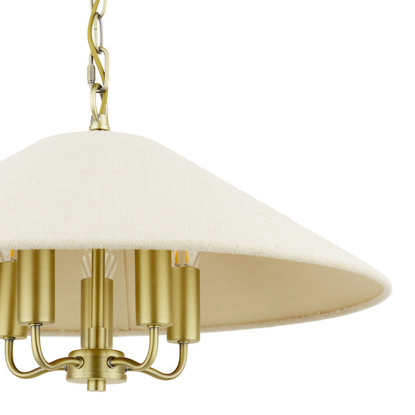 Laura Ashley Harland 5 Light Matt Antique Brass Pendant With Shade