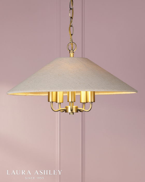 Laura Ashley Harland 5 Light Matt Antique Brass Pendant With Shade