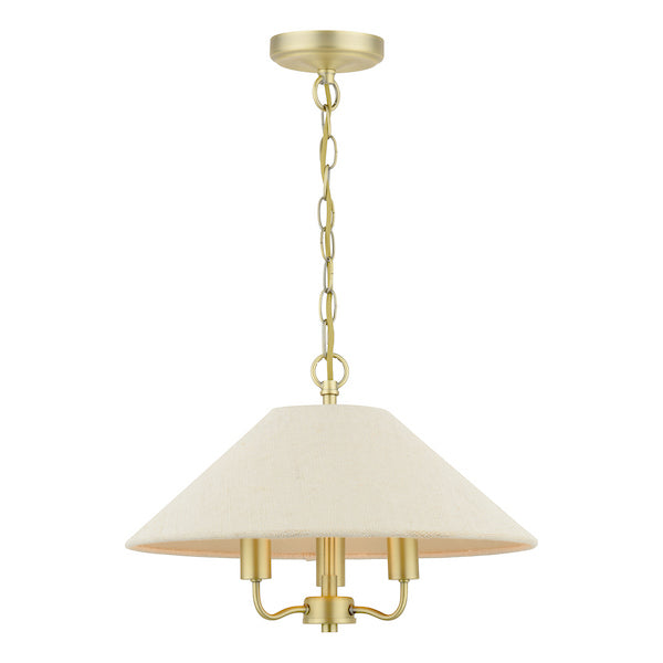Laura Ashley Harland 3 Light Matt Antique Brass Pendant With Shade