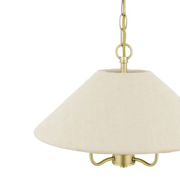 Laura Ashley Harland 3 Light Matt Antique Brass Pendant With Shade