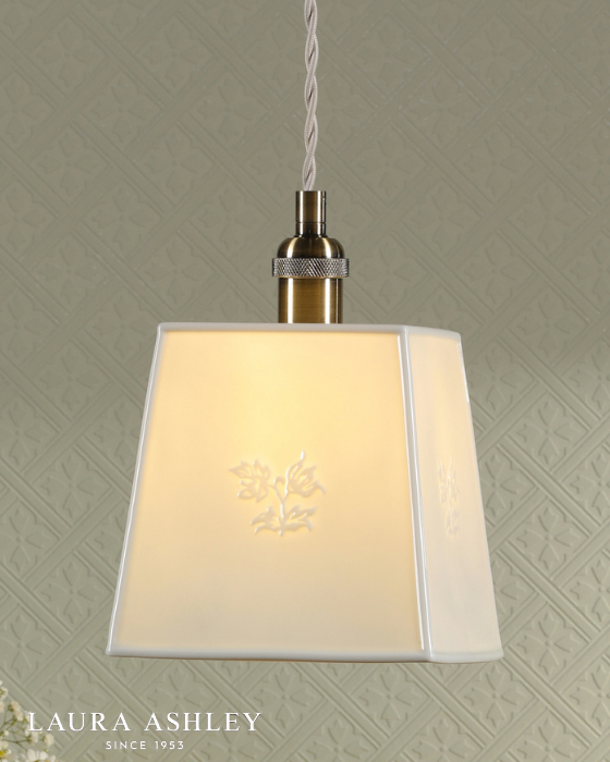 Laura Ashley Porcelain Cream & Antique Brass Pendant