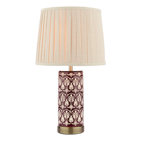 Laura Ashley Medlock Purple Ceramic & Antique Brass Table Lamp With Shade
