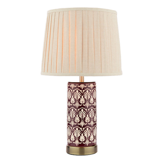 Laura Ashley Medlock Purple Ceramic & Antique Brass Table Lamp With Shade