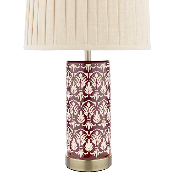 Laura Ashley Medlock Purple Ceramic & Antique Brass Table Lamp With Shade